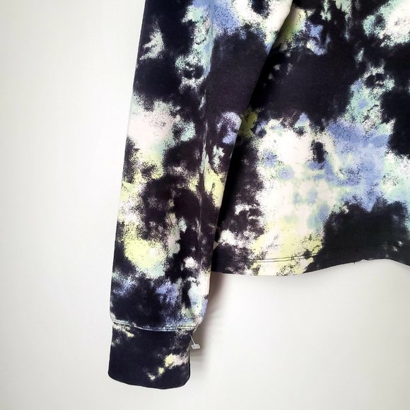 REEBOK LOGO Sweat Shirt Graphic Black Tie Dye Activewear Athleisure Loose Fit - Picture 8 of 9